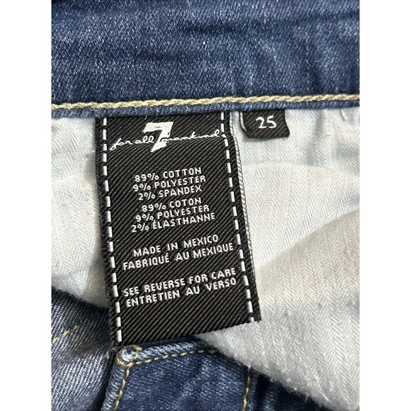 7 For All Mankind Jeans Women 25‎ The Ankle Skinny Distressed Blue Stretch Denim - Picture 3 of 10